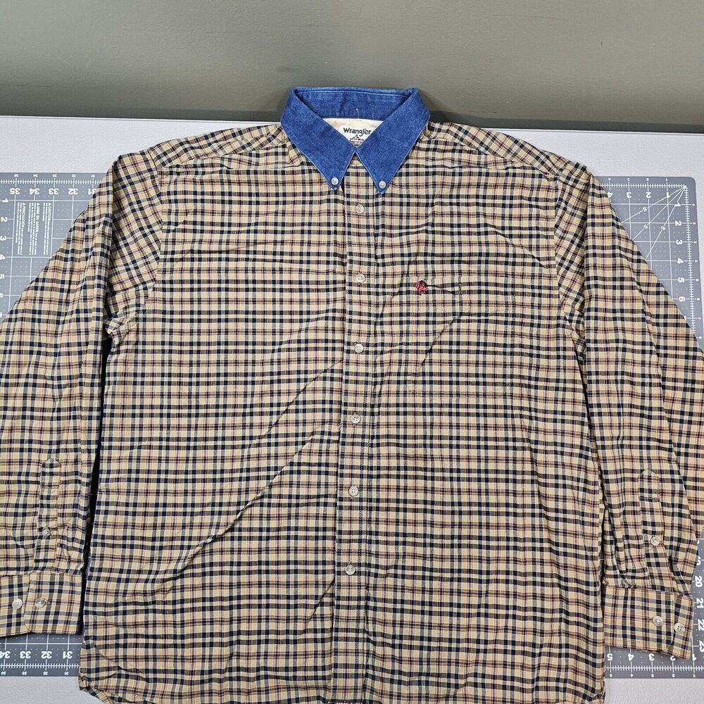 Wrangler PBR Shirt Mens XL Plaid Cowboy Work Western Outdoors Casual Bull Riding
